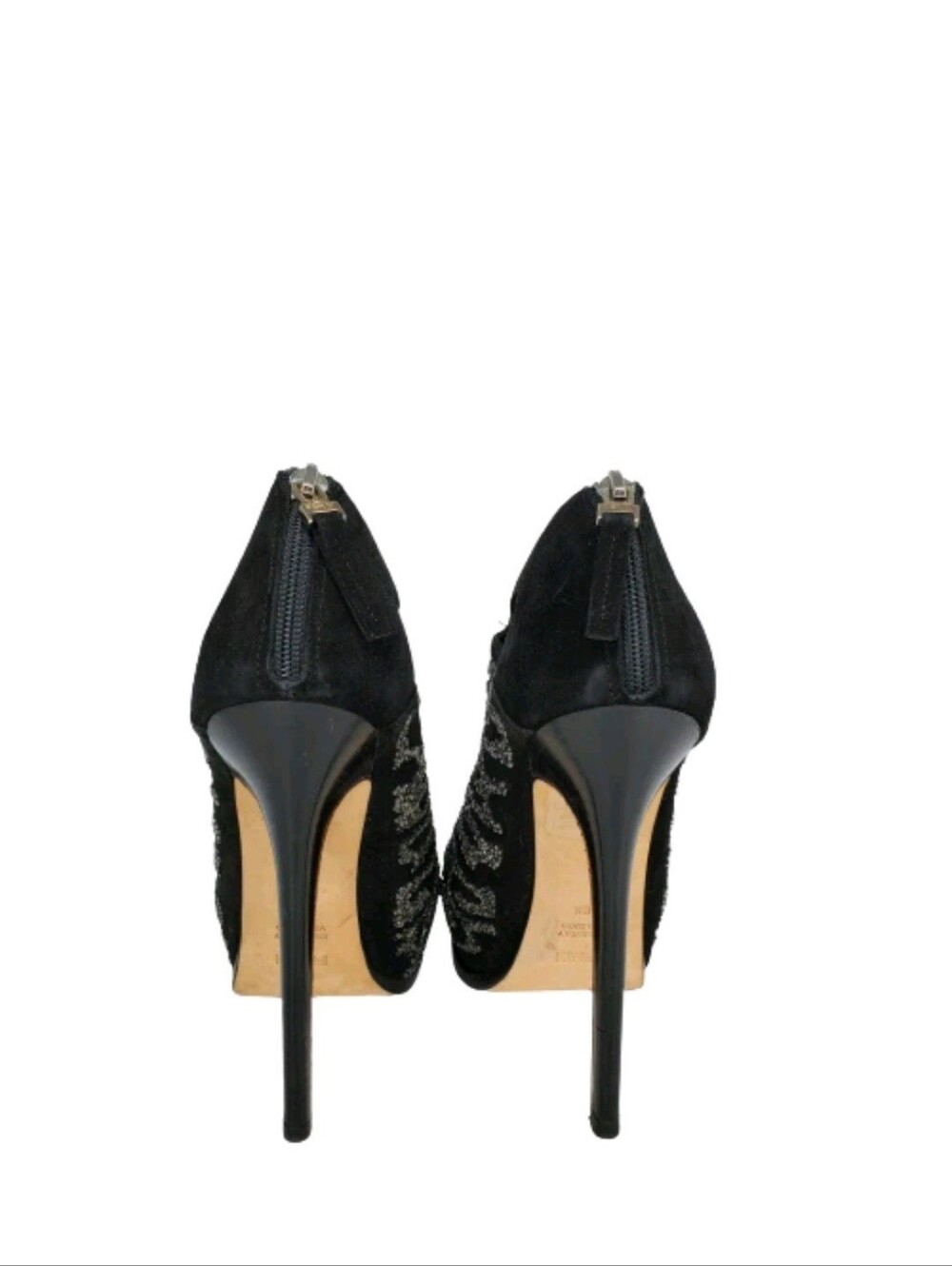 Fendi Crystal Embellished Black Suede Platform Ankle Booties - Picture 3 of 7